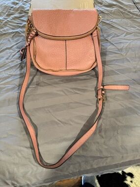 Vince Camuto Pink Pebbled Leather Crossbody Bag with Gold Hardware